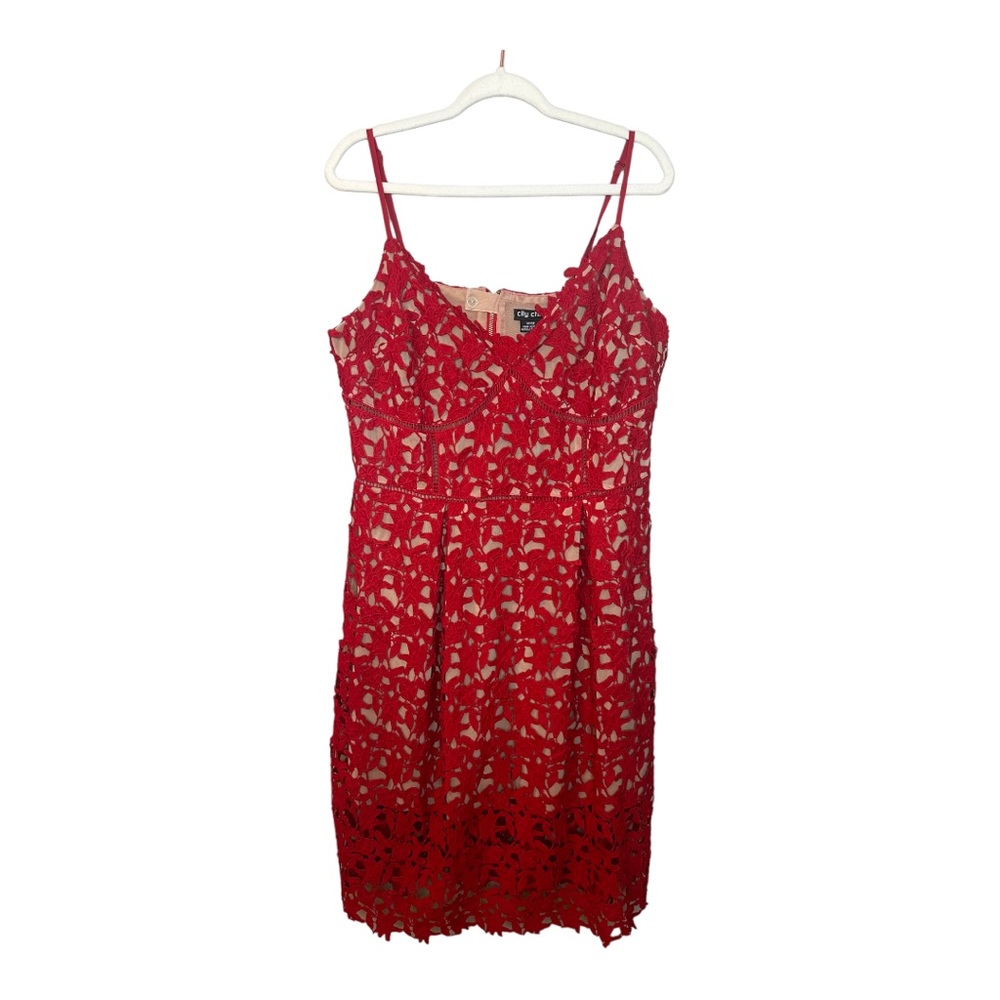 CITY CHIC So Fancy Lace Midi Dress in Scarlet 18 - Picture 2 of 10